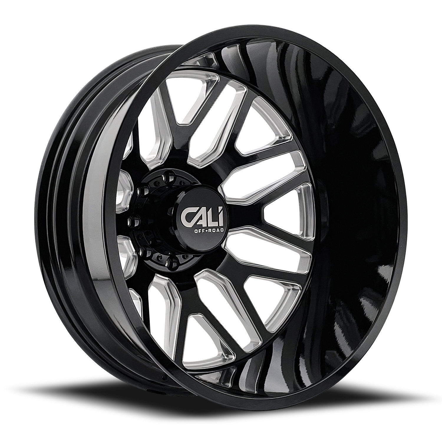 Dually Wheels Invader Dually 9115D GB-M 22x8.25 Milled Spokes Gloss Black 8 On 210 Bolt Pattern -232 Offset Cali Offroad Wheels