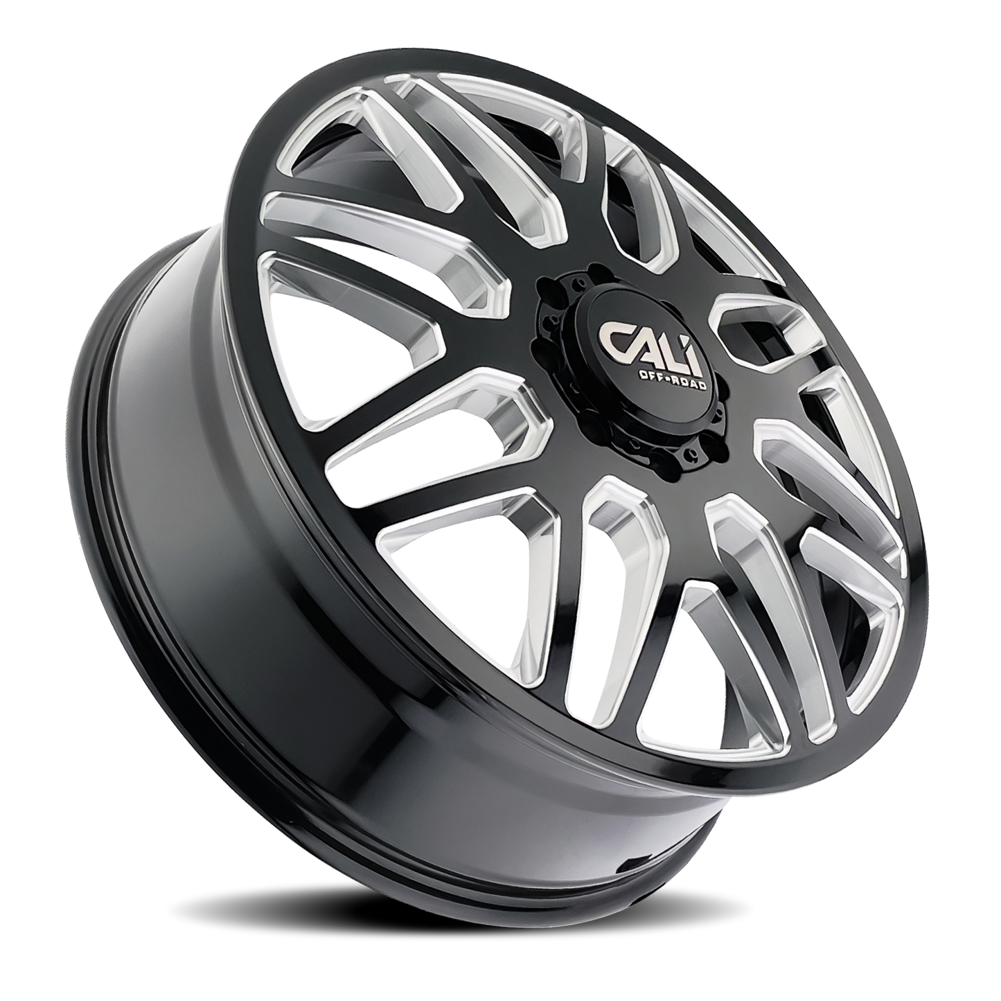 Dually Wheels Invader Dually 9115D GB-M 22x8.25 Milled Spokes Gloss Black 8 On 165.1 Bolt Pattern 115 Offset Cali Offroad Wheels
