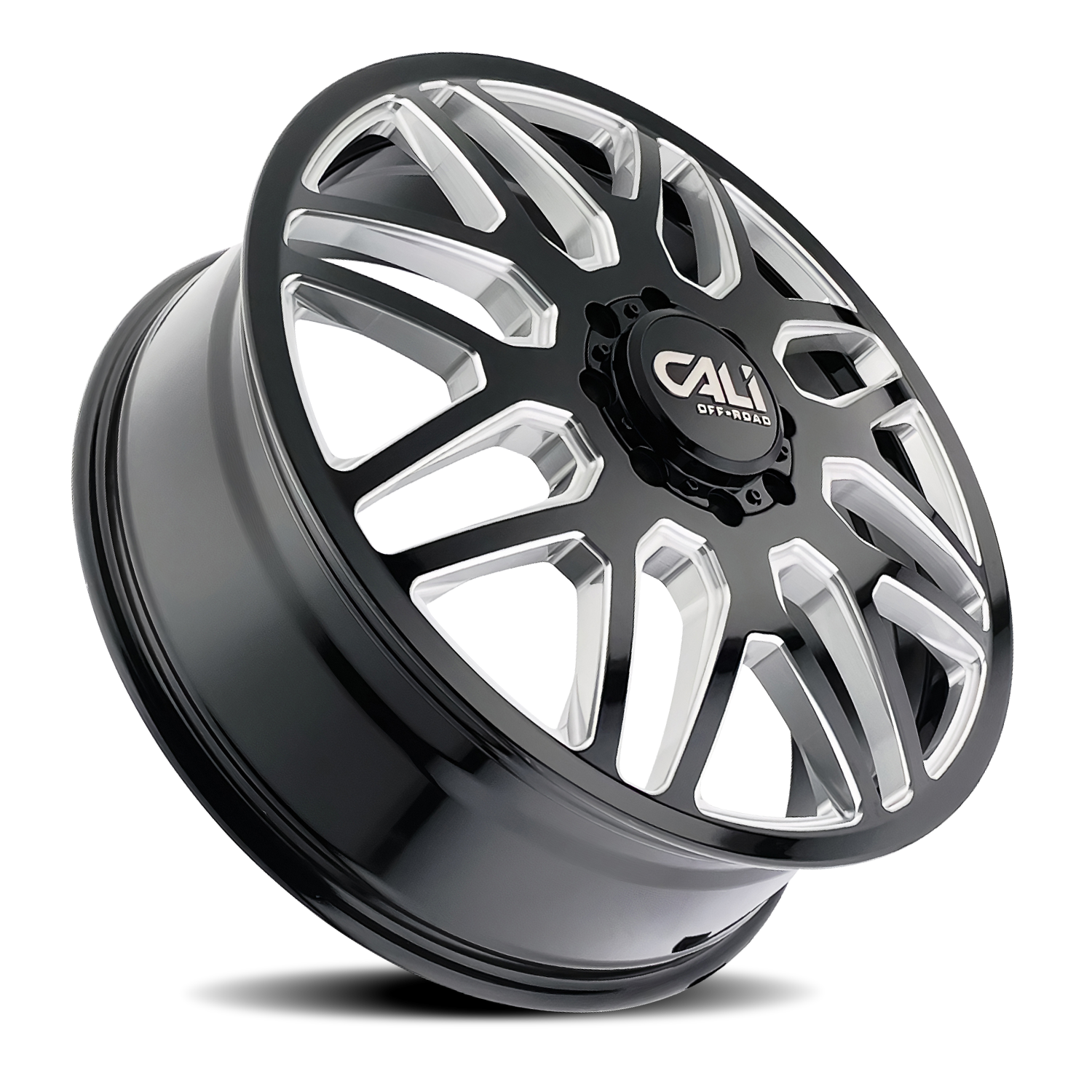 Dually Wheels Invader Dually 9115D GB-M 22x8.25 Milled Spokes Gloss Black 8 On 165.1 Bolt Pattern 115 Offset Cali Offroad Wheels