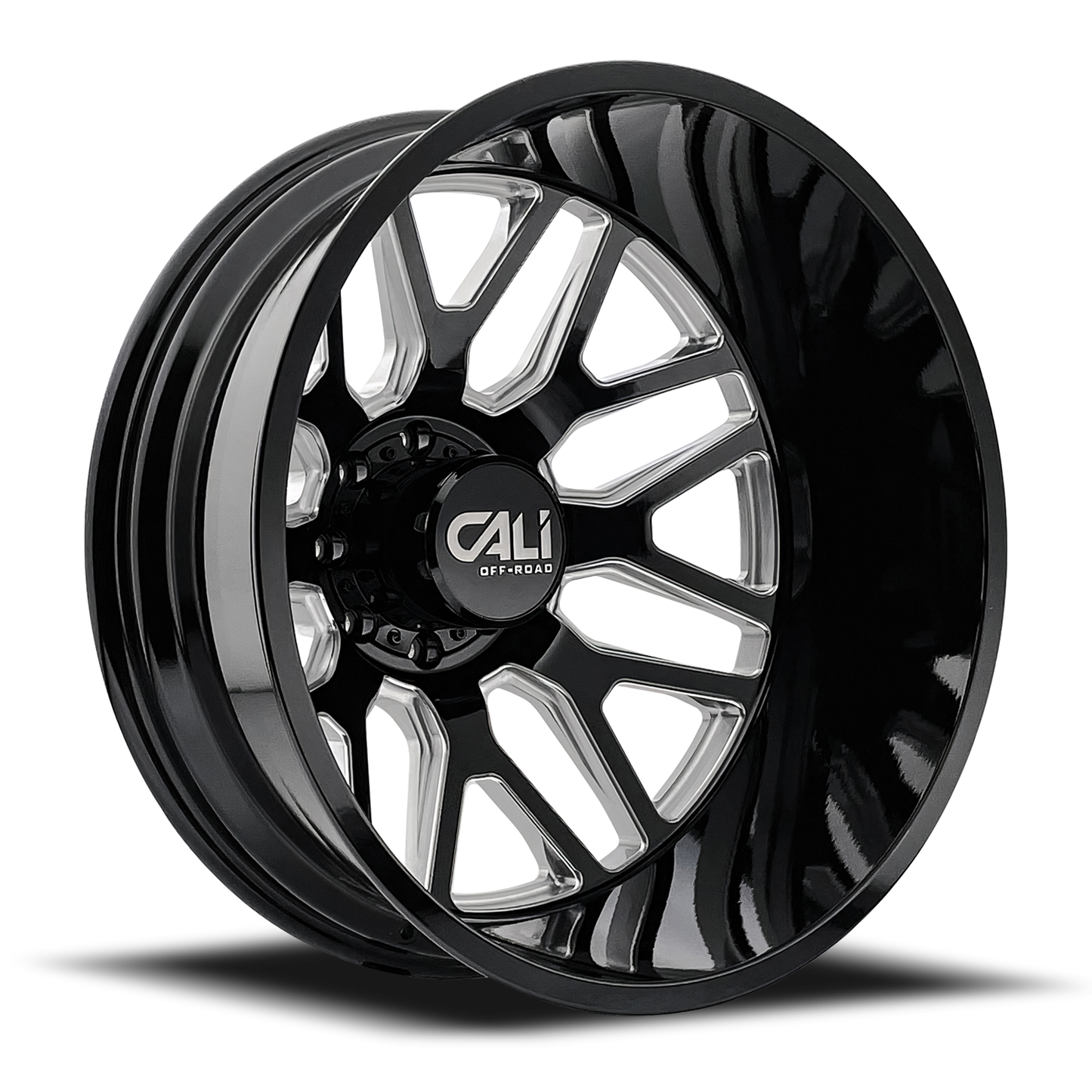 Dually Wheels Invader Dually 9115D GB-M 22x8.25 Milled Spokes Gloss Black 8 On 165.1 Bolt Pattern -192 Offset Cali Offroad Wheels