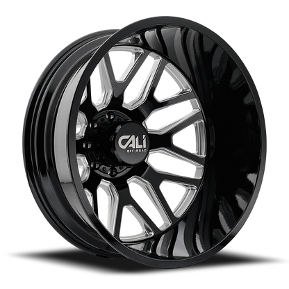 Dually Wheels Invader Dually 9115D GB-M 22x8.25 Milled Spokes Gloss Black 8 On 165.1 Bolt Pattern -232 Offset Cali Offroad Wheels