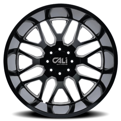 Dually Wheels Invader Dually 9115D GB-M 22x8.25 Milled Spokes Gloss Black 8 On 165.1 Bolt Pattern -232 Offset Cali Offroad Wheels