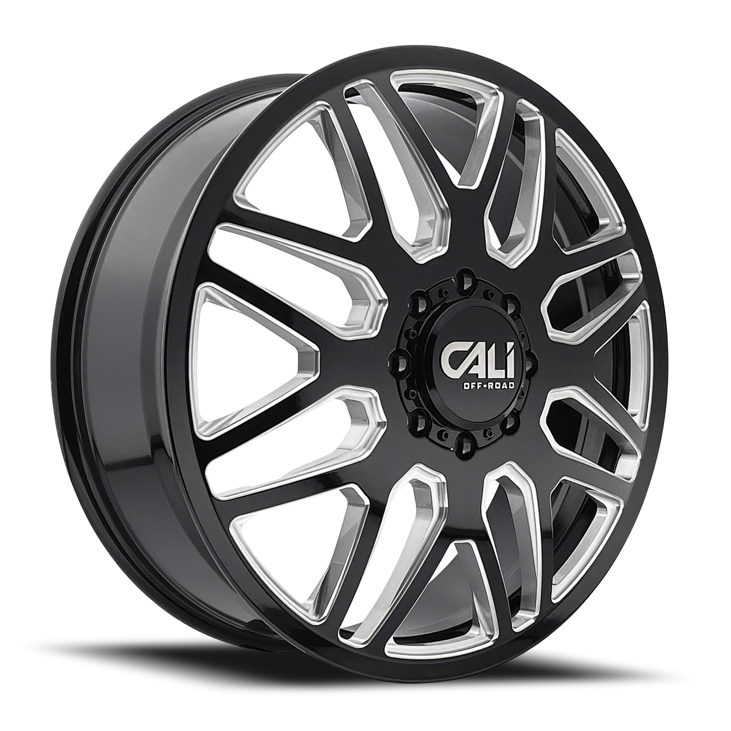 Dually Wheels Invader Dually 9115D GB-M 24x8.25 Milled Spokes Gloss Black 8 On 200 Bolt Pattern 115 Offset Cali Offroad Wheels
