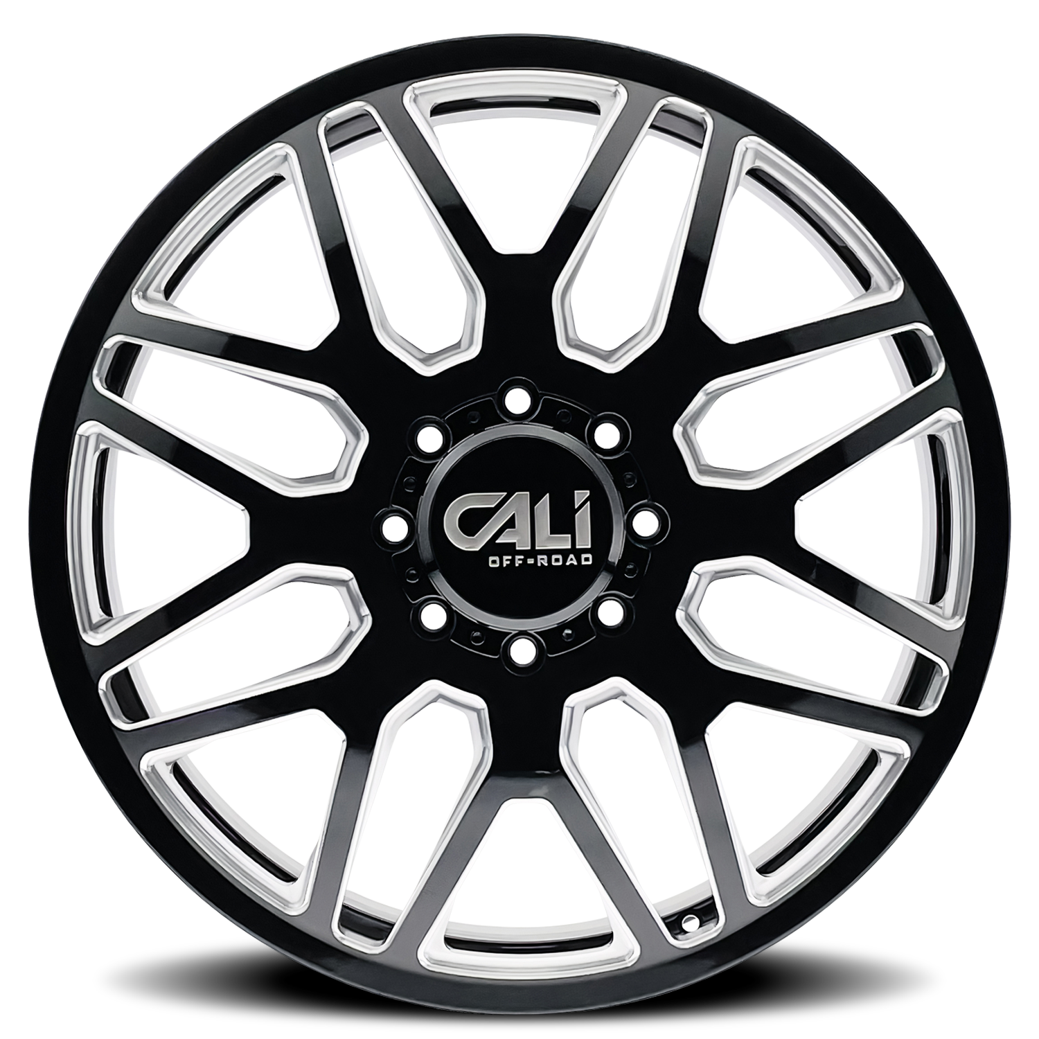 Dually Wheels Invader Dually 9115D GB-M 24x8.25 Milled Spokes Gloss Black 8 On 210 Bolt Pattern 115 Offset Cali Offroad Wheels
