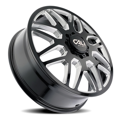 Dually Wheels Invader Dually 9115D GB-M 24x8.25 Milled Spokes Gloss Black 8 On 165.1 Bolt Pattern 115 Offset Cali Offroad Wheels