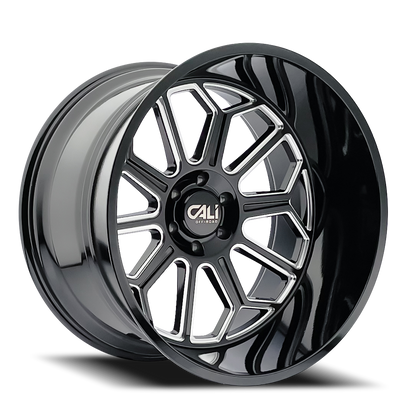 Cast Aluminum Wheels Auburn 9117 BM 22x12 Milled Gloss Black 8 On 170 Bolt Pattern -51 Offset Cali Offroad Wheels