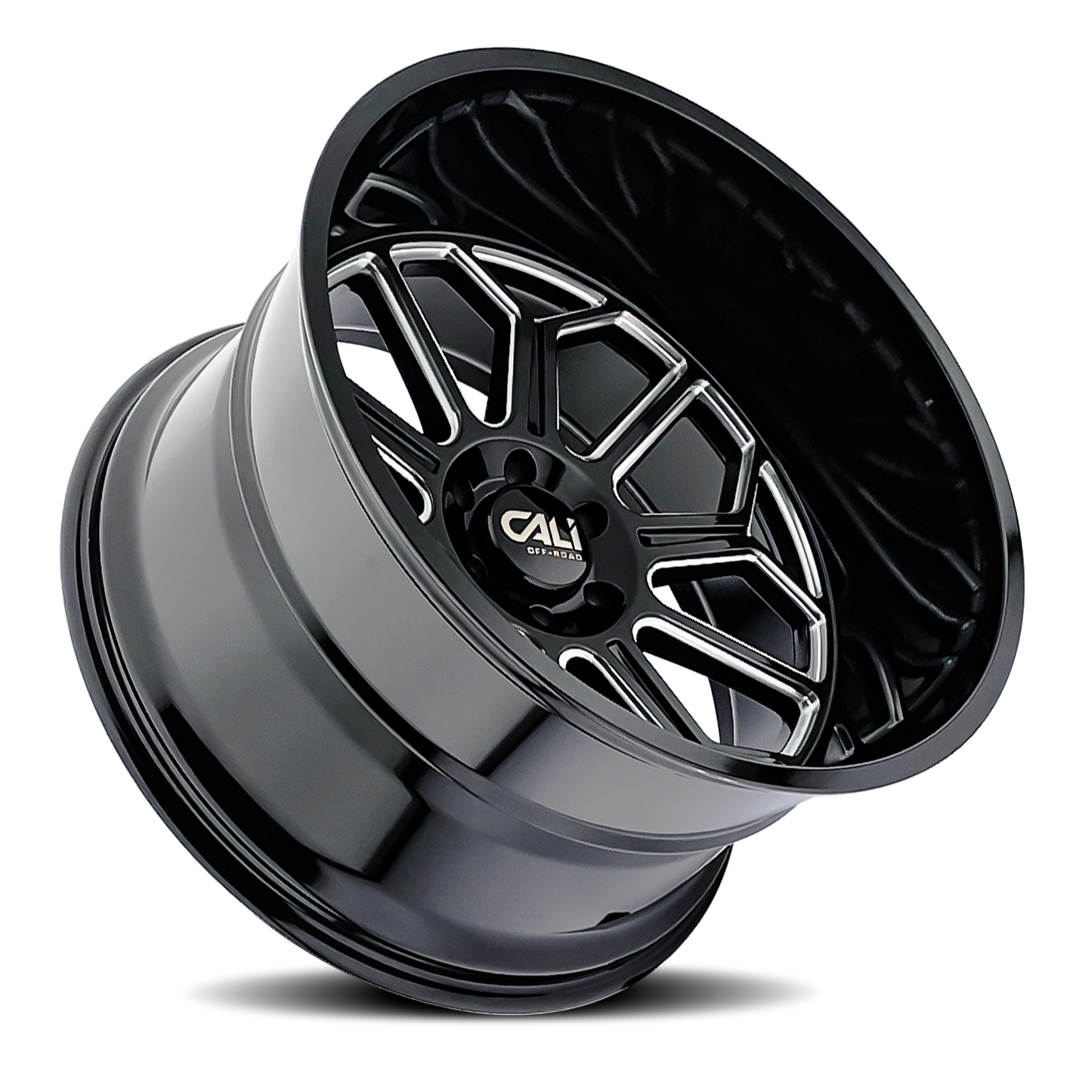 Cast Aluminum Wheels Auburn 9117 BM 22x12 Milled Gloss Black 8 On 165.1 Bolt Pattern -51 Offset Cali Offroad Wheels