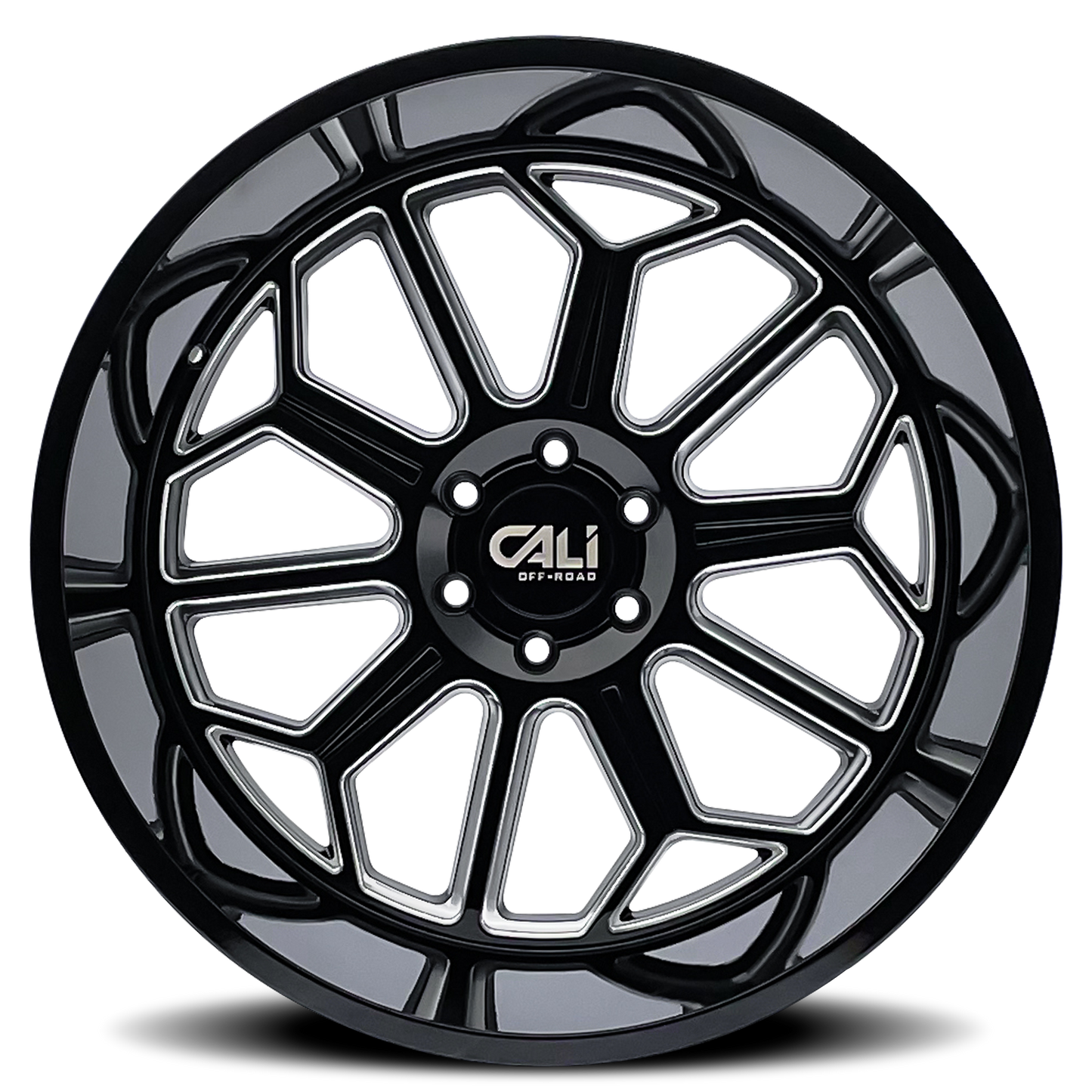 Cast Aluminum Wheels Auburn 9117 BM 22x12 Milled Gloss Black 8 On 165.1 Bolt Pattern -51 Offset Cali Offroad Wheels