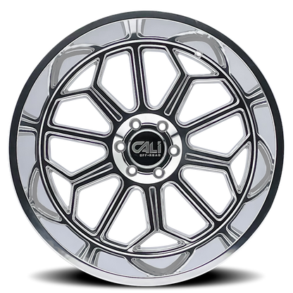 Cast Aluminum Wheels Auburn 9117 PO 24x14 Milled Spokes Polished 8 On 180 Bolt Pattern -76 Offset Cali Offroad Wheels