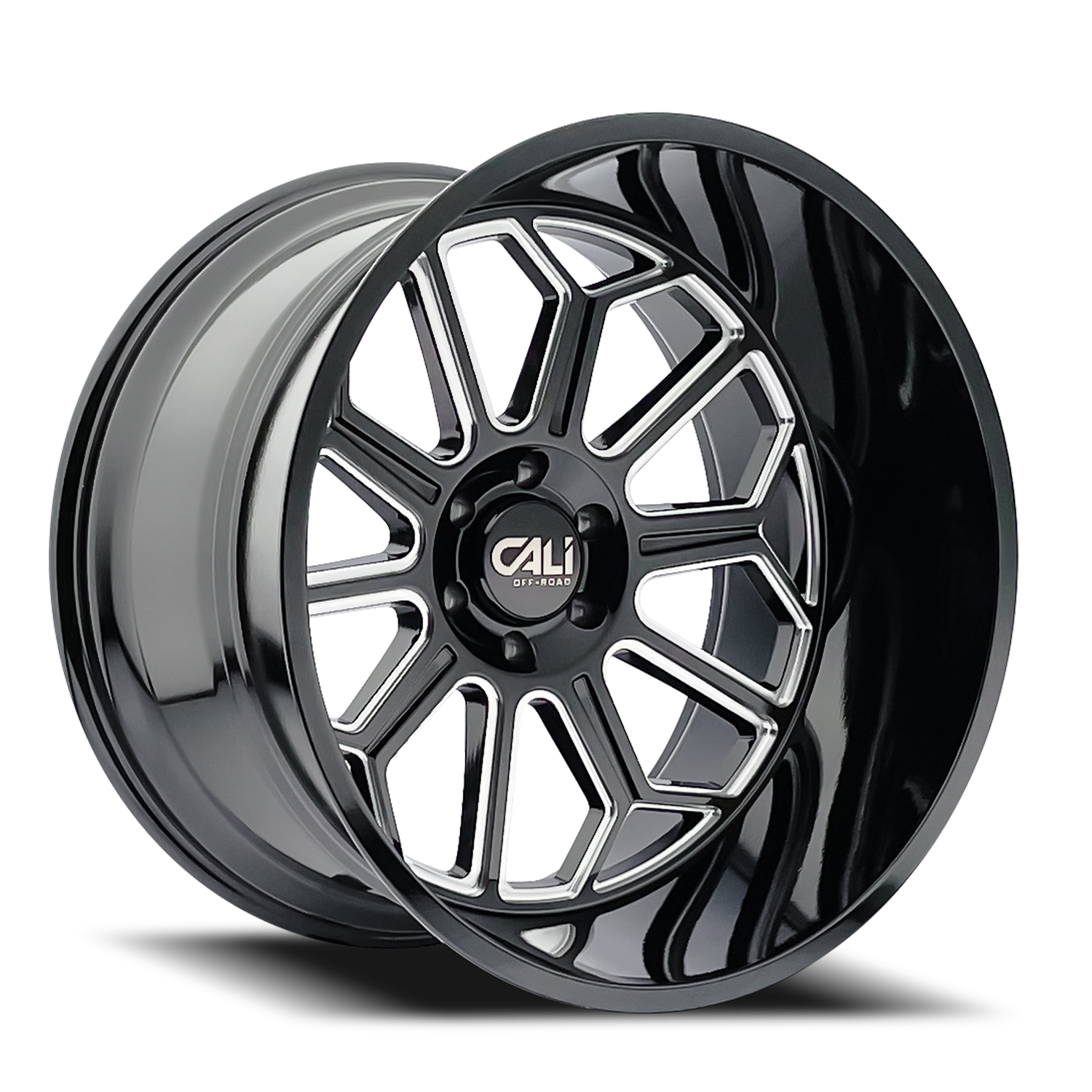 Cast Aluminum Wheels Auburn 9117 BM 20x9 Milled Gloss Black 8 On 165.1 Bolt Pattern -12 Offset Cali Offroad Wheels