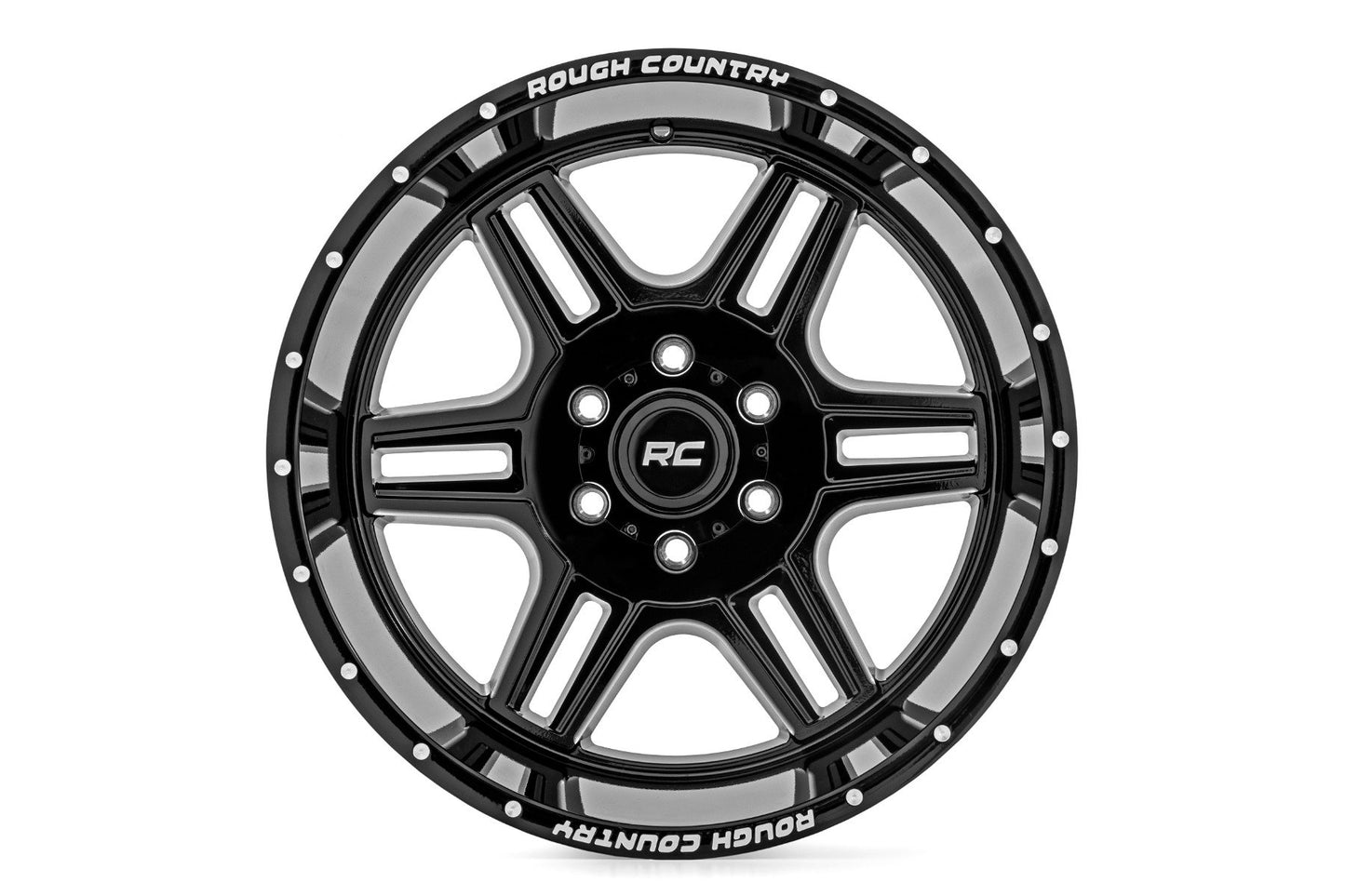 92 Series Wheel Machined One-Piece Gloss Black 22x12 8x170 -44mm Rough Country