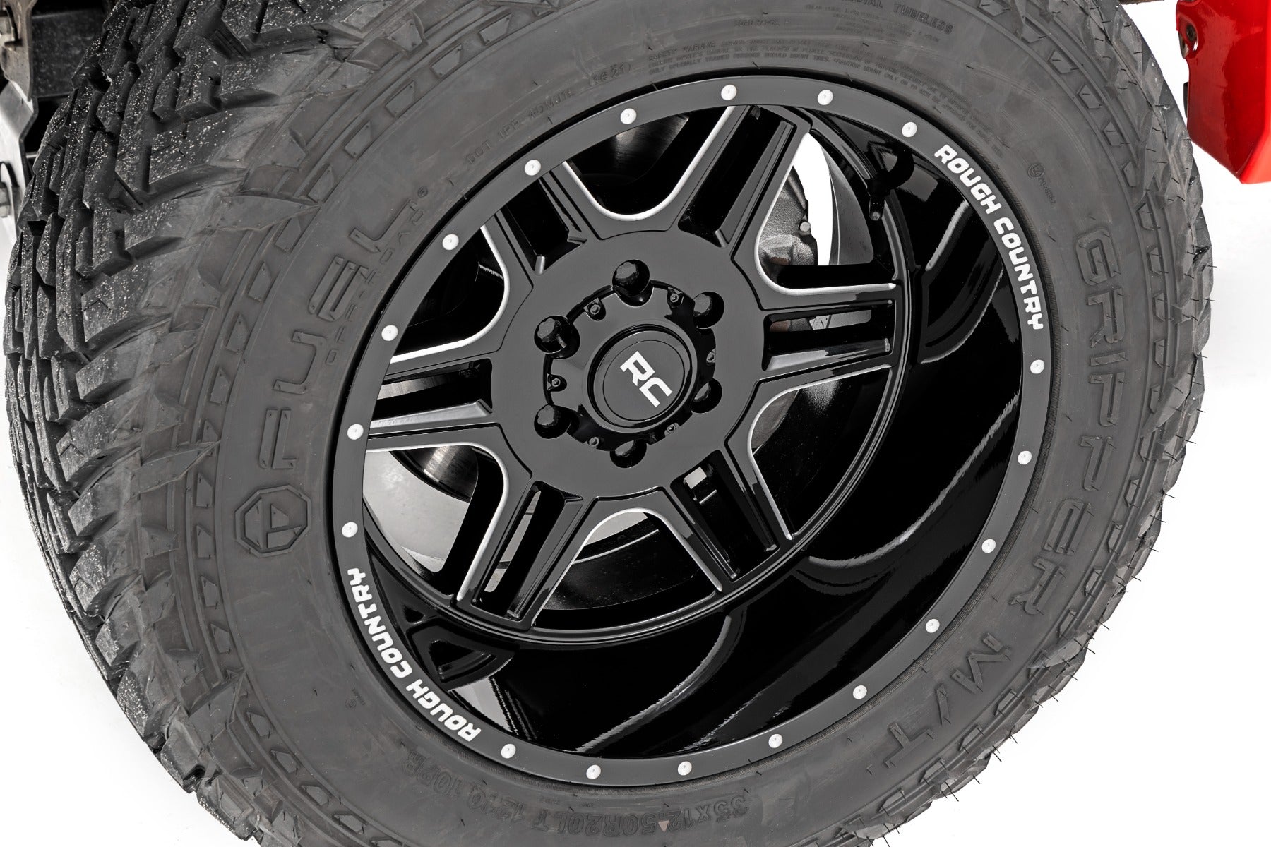 92 Series Wheel Machined One-Piece Gloss Black 22x12 8x170 -44mm Rough Country