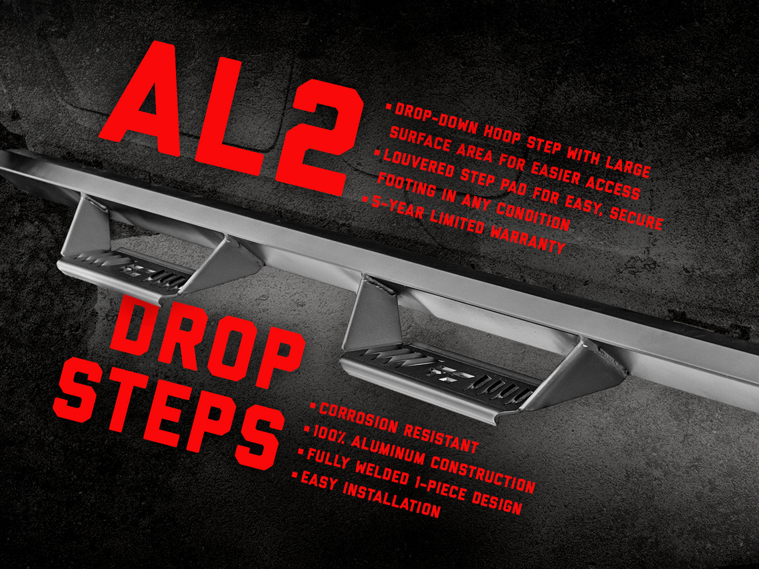 RAM Drop Steps AL2 For 19-Pres RAM 1500 Crew Cab Rough Country