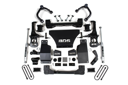 25-Up Silverado/Sierra 1500 4WD 4 Inch Suspension Lift Kit V8 Gas 3 Inch Rear Block Spacer Front NX2 Rearr BDS Suspension