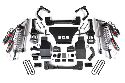 25-Up Silverado/Sierra 1500 4WD 4 Inch Suspension Lift Kit V8 Gas 3 Inch Rear Block -Fox 2.5 PES C/O Front Fox 2.5 PES Rear BDS Suspension