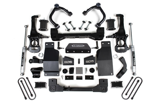 25-Up Silverado/Sierra 1500 4WD 4 Inch Suspension Lift Kit 3.0 Diesel / 2.7 Gas 3 Inch Rear Block Spacer Front Fox 2.0 PS Rear BDS Suspension