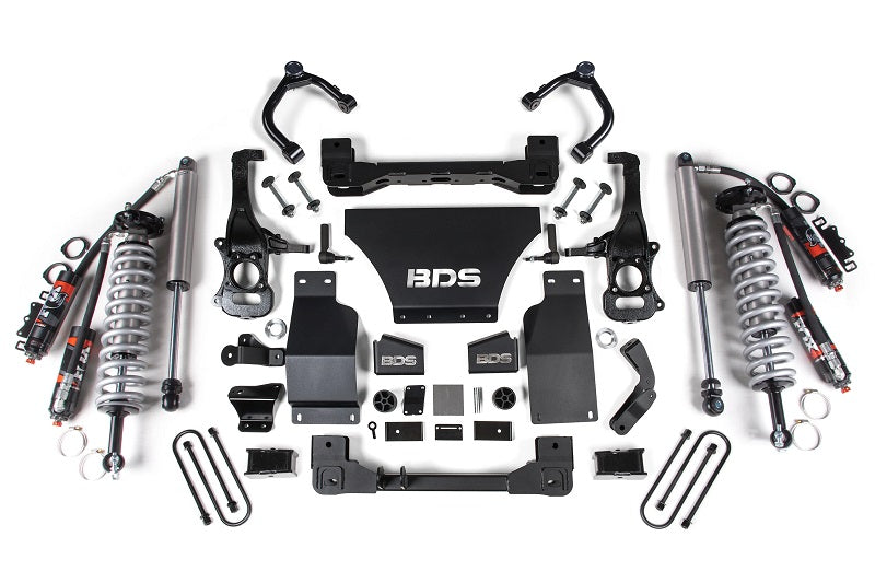 25-Up Chevy TB/GMC AT4 1500 4WD 2.5 Inch Suspension Lift Kit 3.0 Diesel / 2.7 Gas 1 Inch Rear Block -Fox 2.5 PES C/O Front Fox 2.5 PES Rear BDS Suspension