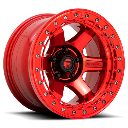 Aluminum Wheels 17X8.5 Block Beadlock D123 6 On 139.7 Candy Red/Candy Red Ring 106.1 Bore 0 Offset 6 Spoke Fuel Off Road Wheels