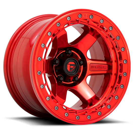 Aluminum Wheels 17X8.5 Block Beadlock D123 6 On 139.7 Candy Red/Candy Red Ring 106.1 Bore 0 Offset 6 Spoke Fuel Off Road Wheels