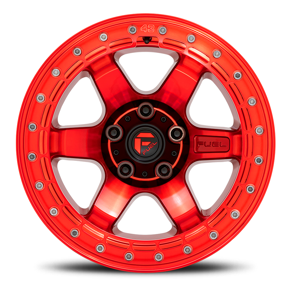 Aluminum Wheels 17X8.5 Block Beadlock D123 6 On 135 Candy Red/Candy Red Ring 87.1 Bore 0 Offset 6 Spoke Fuel Off Road Wheels