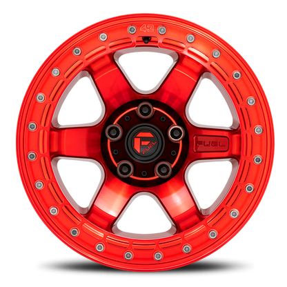 Aluminum Wheels 17X8.5 Block Beadlock D123 6 On 135 Candy Red/Candy Red Ring 87.1 Bore 0 Offset 6 Spoke Fuel Off Road Wheels