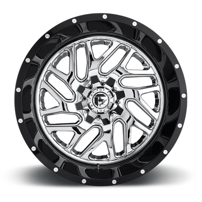 Aluminum Wheels 20X10 Triton D211 6 On 135/6 On 139.7 Chrome/Gloss Black Lip 106.1 Bore -19 Offset Mesh Spoke Fuel Off Road Wheels