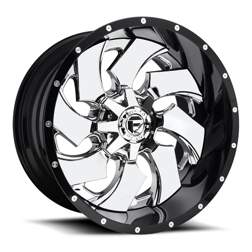 Aluminum Wheels 20X9 Cleaver D240 8 On 170 Chrome/Gloss Black Lip 125.1 Bore 20 Offset 8 Spoke Fuel Off Road Wheels