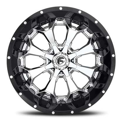Aluminum Wheels 22X10 Assault D246 8 On 170 Chrome/Gloss Black Lip 125.1 Bore -13 Offset 8 Spoke Fuel Off Road Wheels