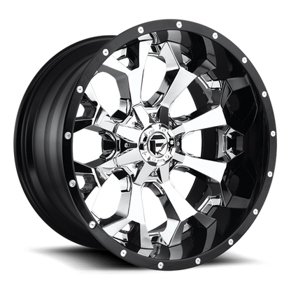 Aluminum Wheels 22X10 Assault D246 6 On 135/6 On 139.7 Chrome/Gloss Black Lip 106.1 Bore -13 Offset 8 Spoke Fuel Off Road Wheels