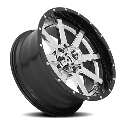 Aluminum Wheels 20X10 Maverick D260 8 On 165.1 Chrome/Gloss Black Lip 125.1 Bore -19 Offset Fuel Off Road Wheels