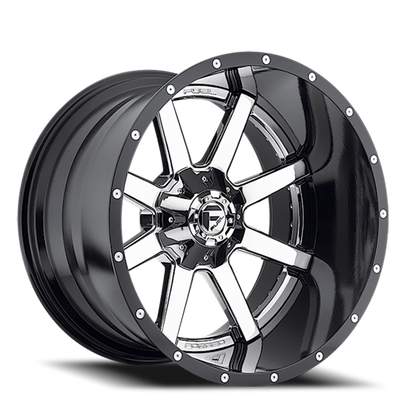 Aluminum Wheels 20X12 Maverick D260 8 On 180 Chrome/Gloss Black Lip 125.1 Bore -44 Offset Fuel Off Road Wheels
