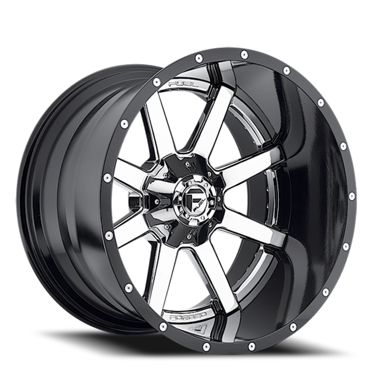 Aluminum Wheels 22X10 Maverick D260 8 On 180 Chrome/Gloss Black Lip 125.1 Bore -13 Offset Fuel Off Road Wheels