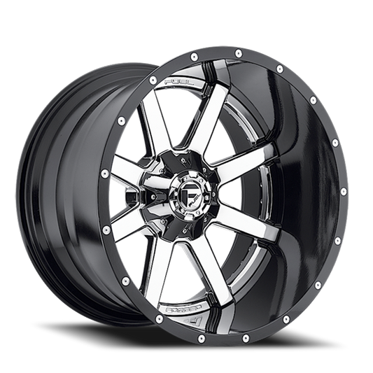 Aluminum Wheels 22X10 Maverick D260 6 On 135/6 On 139.7 Chrome/Gloss Black Lip 106.1 Bore -13 Offset Fuel Off Road Wheels