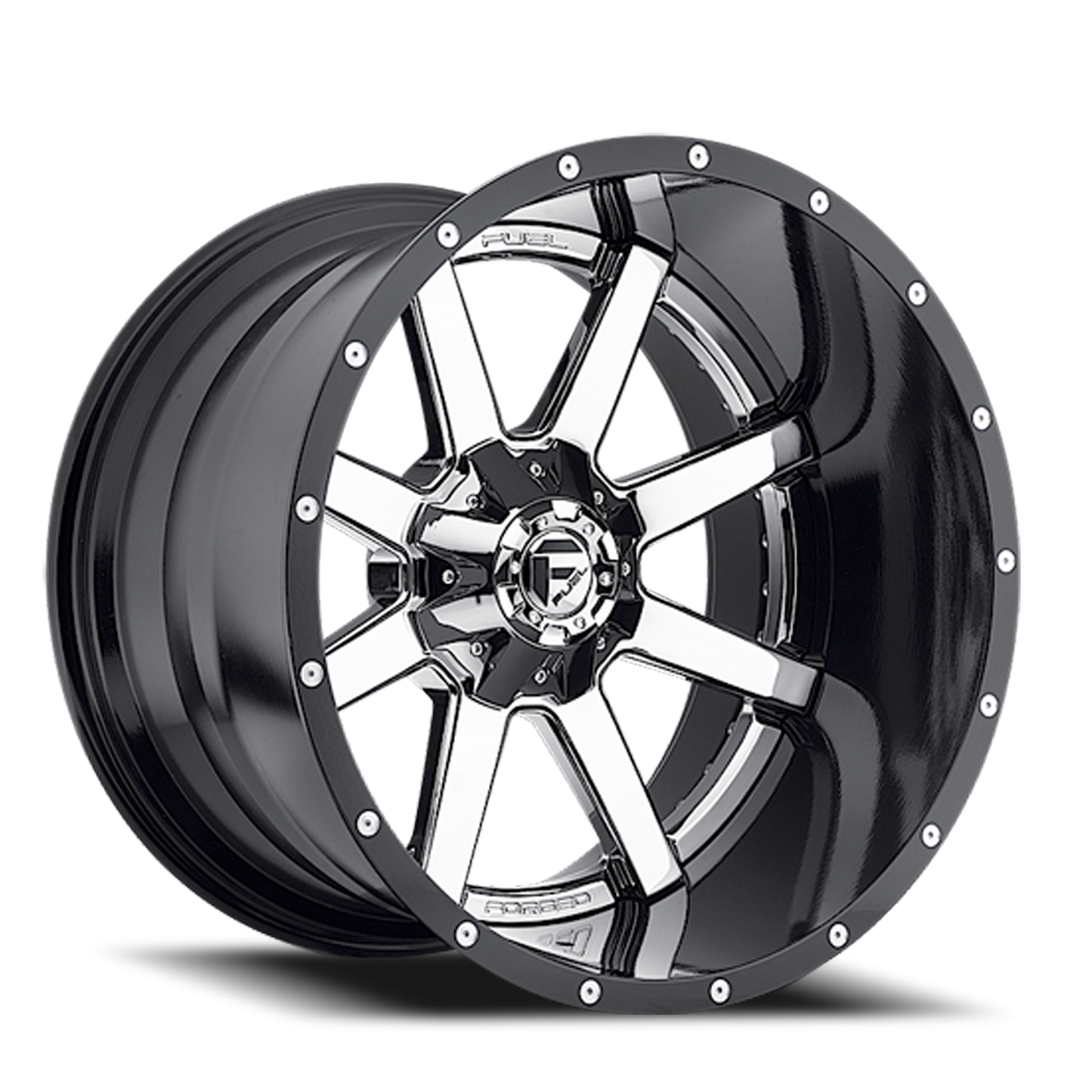 Aluminum Wheels 22X12 Maverick D260 5 On 139.7/5 On 150 Chrome/Gloss Black Lip 110.1 Bore -44 Offset Fuel Off Road Wheels