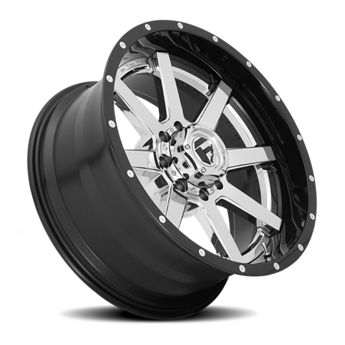 Aluminum Wheels 22X12 Maverick D260 5 On 139.7/5 On 150 Chrome/Gloss Black Lip 110.1 Bore -44 Offset Fuel Off Road Wheels