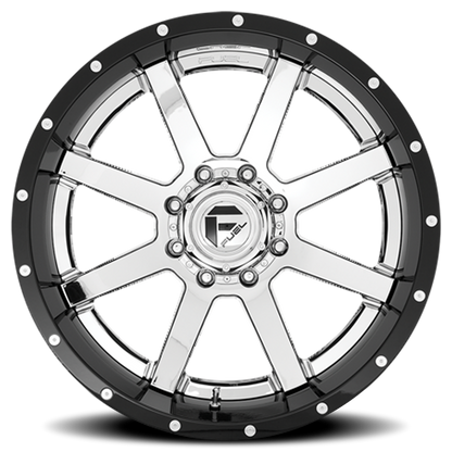 Aluminum Wheels 22X14 Maverick D260 8 On 180 Chrome/Gloss Black Lip 125.1 Bore -70 Offset Fuel Off Road Wheels