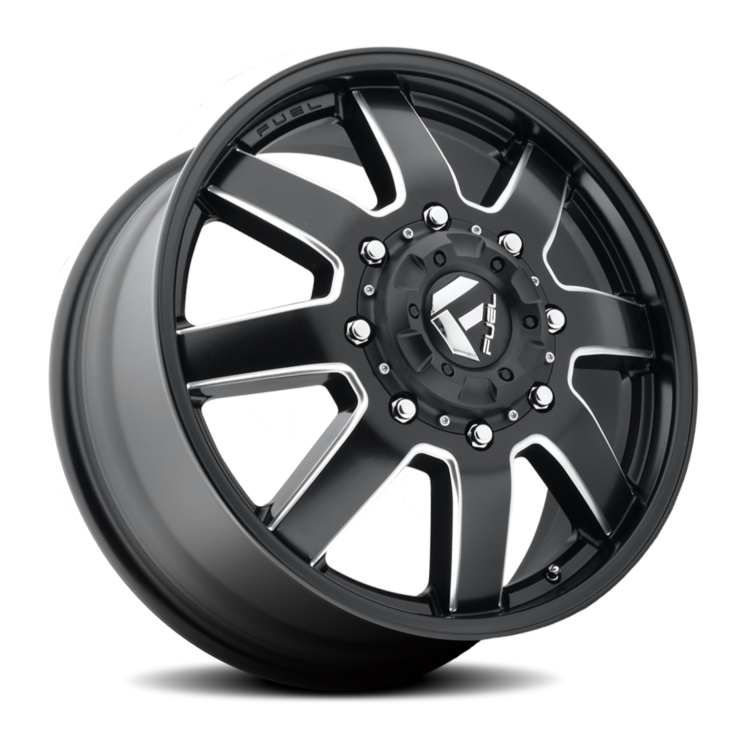 Dually Wheels 20X8.3 Maverick Dually D538 8 On 165.1 Black Milled 121.5 Bore 122 Offset 7 Spoke Front Dually Fuel Off Road Wheels