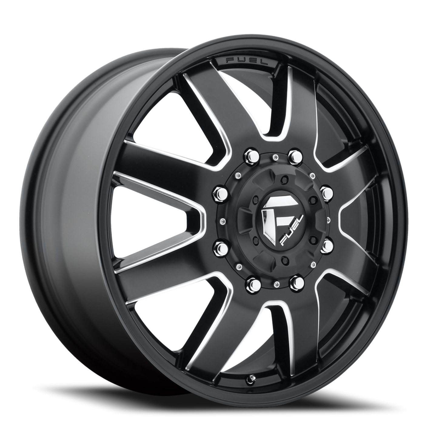 Dually Wheels 22X8.3 Maverick Dually D538 8 On 170 Black Milled 125.1 Bore 105 Offset 7 Spoke Front Dually Fuel Off Road Wheels