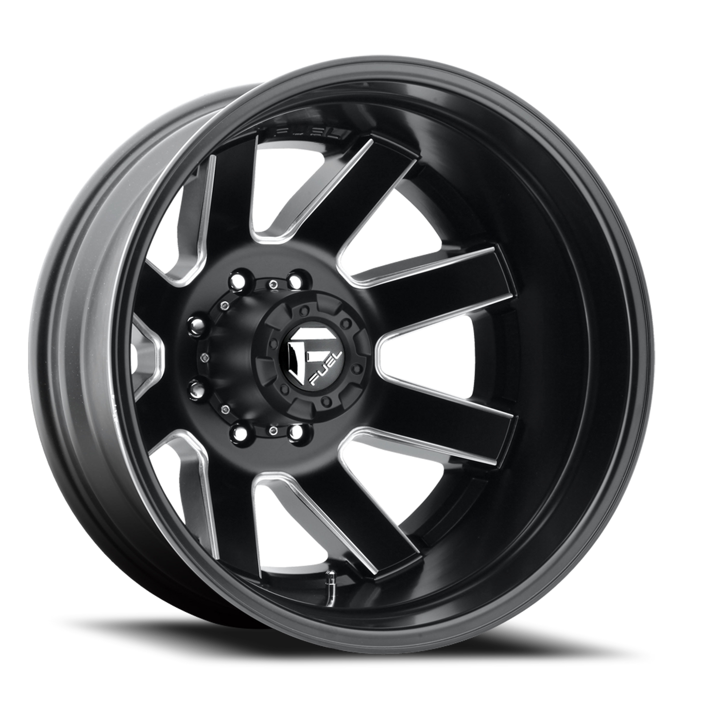 Dually Wheels 22X8.3 Maverick Dually D538 8 On 165.1 Black Milled 117 Bore -195 Offset 7 Spoke Outer Dually Fuel Off Road Wheels
