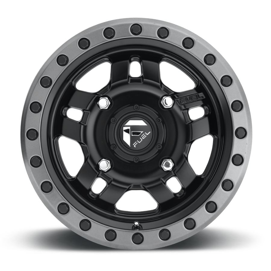 Aluminum Wheels 14X7 Anza UTV D557 4 On 136 Matte Black Beadlock 110.2 Bore 38 Offset 5 Spoke Fuel Off Road Wheels