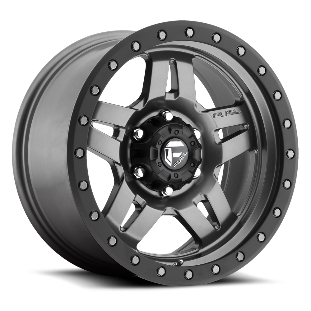 Aluminum Wheels 17X8.5 Anza D558 6 On 139.7 Matte Gunmetal Gray 78.1 Bore -6 Offset 5 Spoke Fuel Off Road Wheels