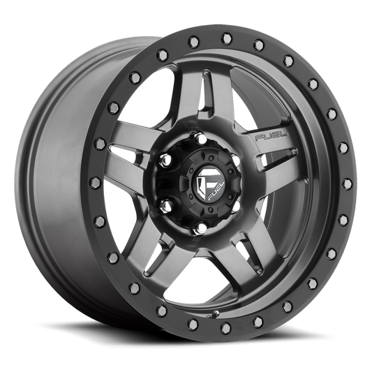 Aluminum Wheels 17X8.5 Anza D558 6 On 139.7 Matte Gunmetal Gray 78.1 Bore -6 Offset 5 Spoke Fuel Off Road Wheels