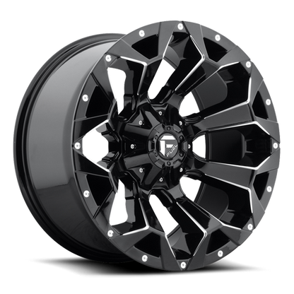 Aluminum Wheels 20X9 Assault D576 8 On 180 Gloss Black Milled 124.2 Bore 20 Offset 8 Spoke Fuel Off Road Wheels