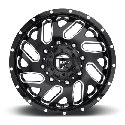 Dually Wheels 22X8.25 Triton Dually D581 8 On 165.1 Gloss Black Milled 121.5 Bore 105 Offset Mesh Spoke Front Dually Fuel Off Road Wheels
