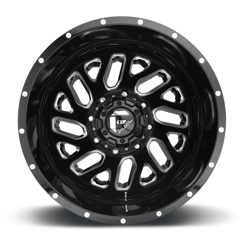 Dually Wheels 22X8.25 Triton Dually D581 8 On 200 Gloss Black Milled 142 Bore -176 Offset Mesh Spoke Outer Dually Fuel Off Road Wheels
