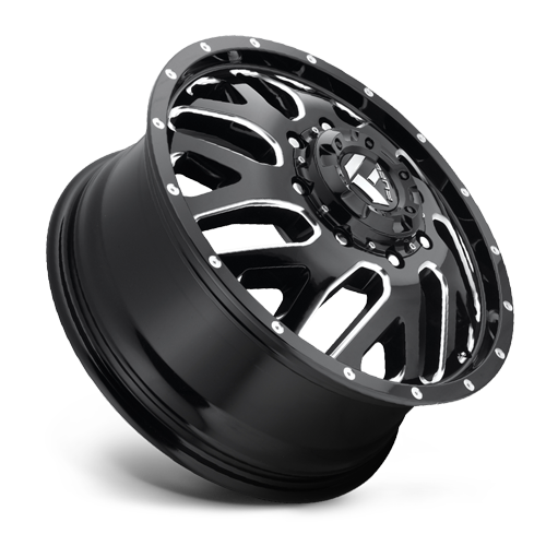 Dually Wheels 22X8.25 Triton Dually D581 8 On 200 Gloss Black Milled 142 Bore 105 Offset Mesh Spoke Front Dually Fuel Off Road Wheels