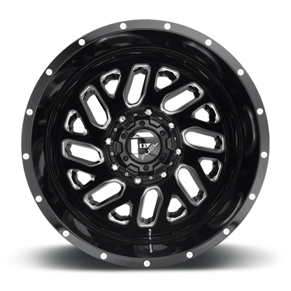 Dually Wheels 22X8.25 Triton Dually D581 8 On 210 Gloss Black Milled 154.3 Bore -195 Offset Mesh Spoke Outer Dually Fuel Off Road Wheels