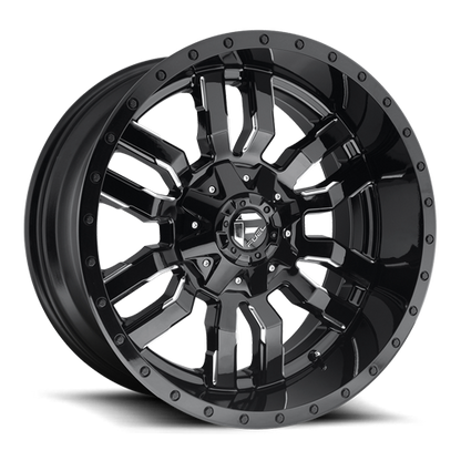 Aluminum Wheels 20X9 Sledge D595 8 On 165.1 Gloss Black Milled 125.1 Bore 1 Offset Fuel Off Road Wheels