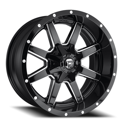 Aluminum Wheels 20X9 Maverick D610 8 On 180 Gloss Black Milled 125.2 Bore 20 Offset Fuel Off Road Wheels