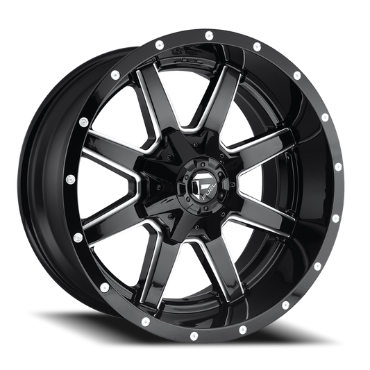 Aluminum Wheels 22X12 Maverick D610 5 On 139.7/5 On 150 Gloss Black/Milled 110.3 Bore -44 Offset Fuel Off Road Wheels